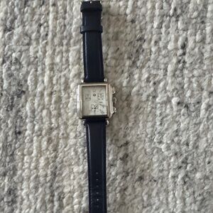 Michele Women's Watch with Black Strap and Silver Case